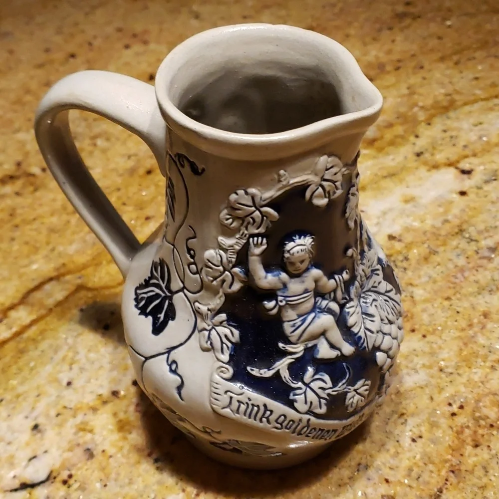 Vintage German Stoneware Classic Wine Pitcher 